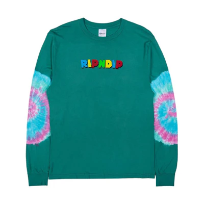RIPNDIP SS23 Cartoon Letter Print Loose Fit Long Sleeve Sweatshirt Green Men RND3937