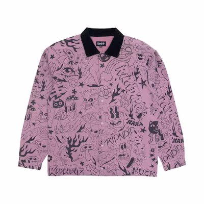 RIPNDIP SS23 Geometric Print Button-Up Long Sleeve Jacket Purple Red RND9501