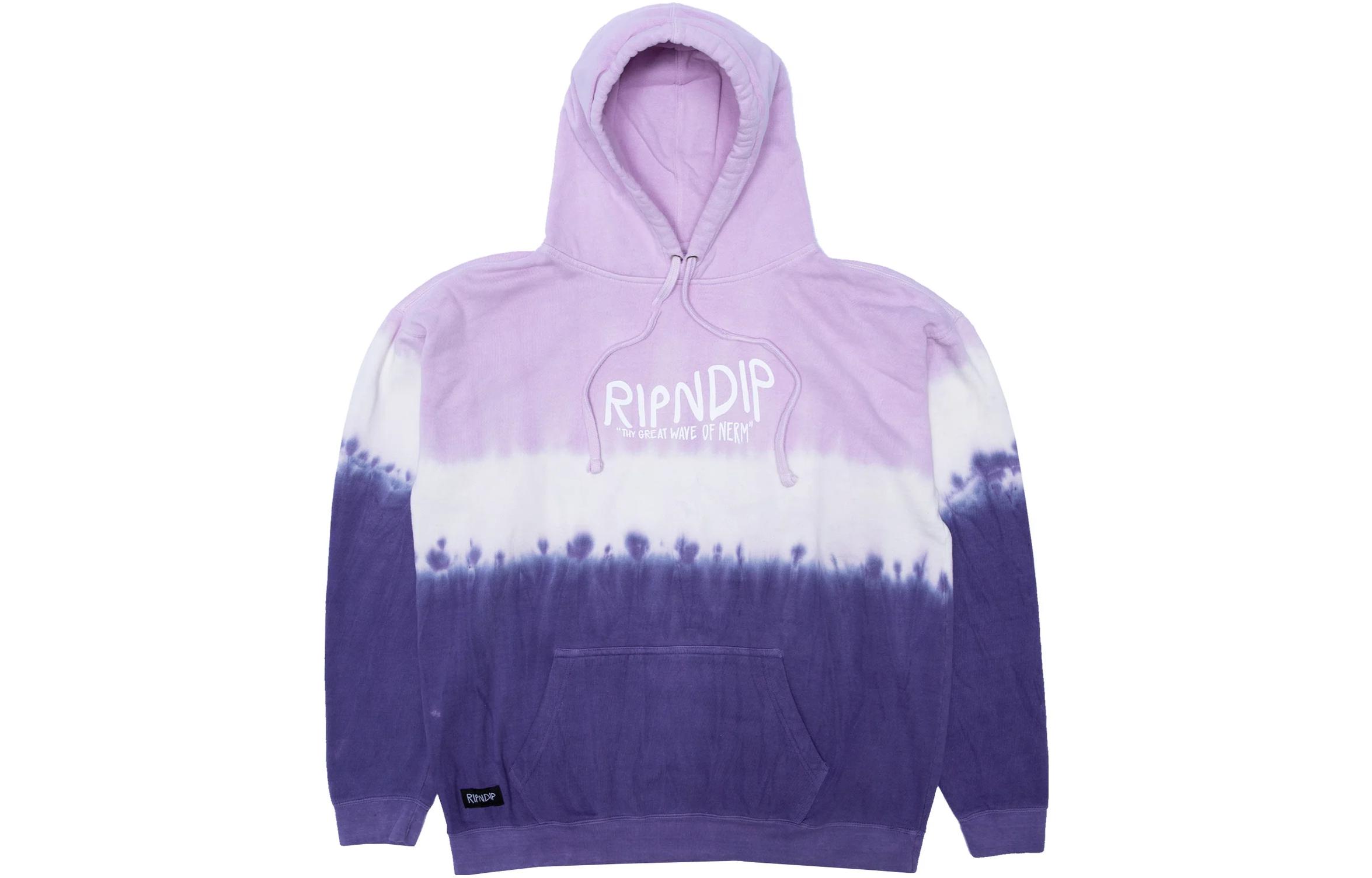 RIPNDIP SS23 Purple Tie-Dye Logo Hoodie Casual Pullover Sweater RNDSMU2117