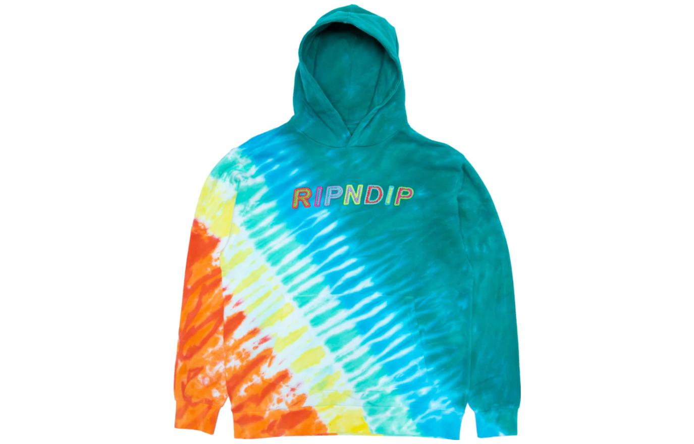 RIPNDIP SS23 Rainbow Colorblock Hoodie Blue Green Long Sleeve RND9034