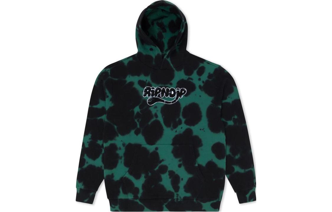 RIPNDIP Tie-Dye Letter Print Pullover Hoodie - Dark Green RND9736