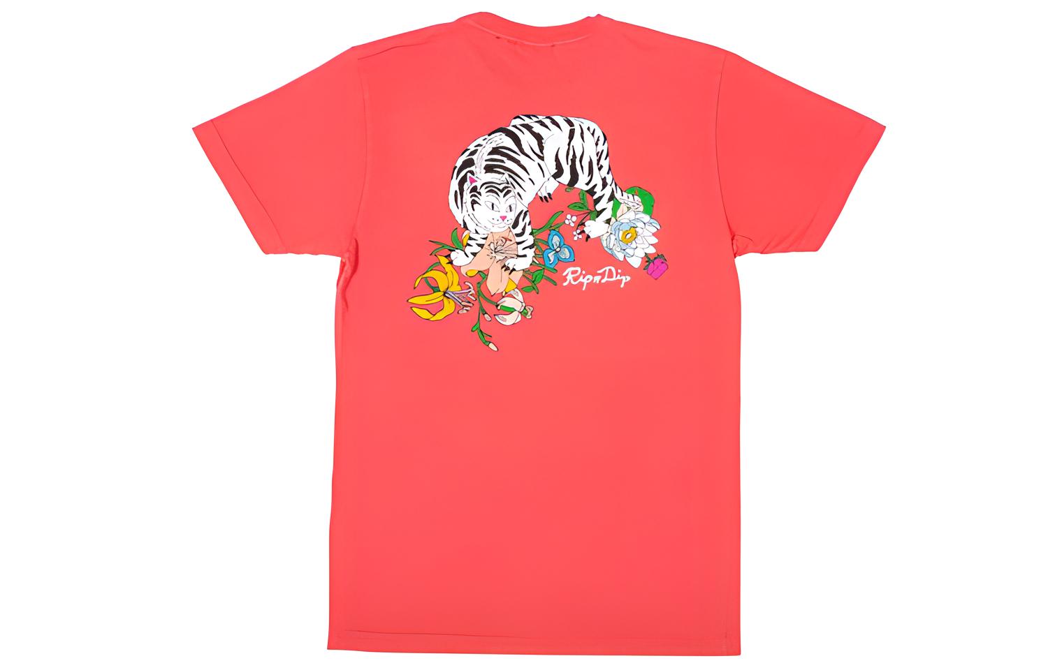 RIPNDIP Tiger Floral Lord Nermal Tee Unisex Watermelon Red. RND3277