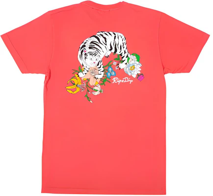 RIPNDIP Tiger Floral Lord Nermal Tee Unisex Watermelon Red. RND3277 Buy RIPNDIP Tiger Floral Lord Nermal Tee Unisex Watermelon Red. RND3277