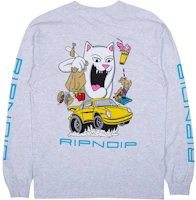 RIPNDIP White Long Sleeve Crewneck T-Shirt with Animal Print Design RND3935 RIPNDIP White Long Sleeve Crewneck T-Shirt with Animal Print Design RND3935