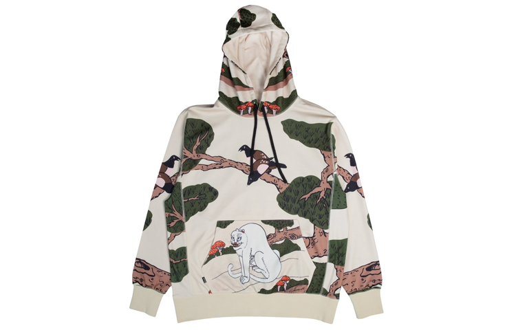 RIPNDIP Zen Tree Branch & Bird Graphic Hoodie Beige Unisex RIP-FW18-034