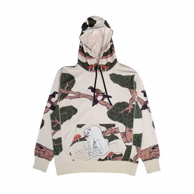 RIPNDIP Zen Tree Branch & Bird Graphic Hoodie Beige Unisex RIP-FW18-034