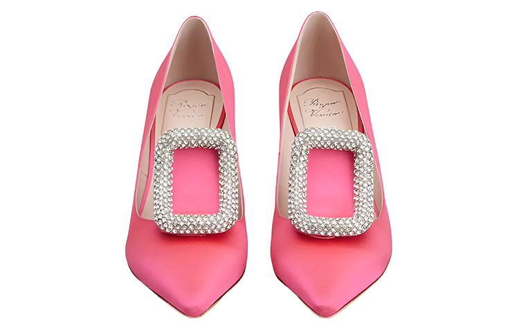 Roger Vivier 'Pink Satin Crystal Buckle High Heels' 圖 3