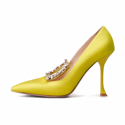 Roger Vivier Broche Vivier High Heel Satin 'Yellow Buckle'