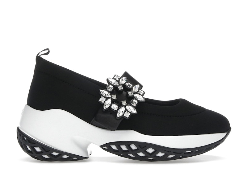 Buy (W) Roger Vivier Viv' Run Babies Negro Blanco Hebilla de Cristal RVW50637520T81B999