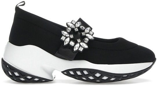 (W) Roger Vivier Viv'' Run Babies Hitam Putih dengan Kristal Gesper RVW50637520T81B999 Buy (W) Roger Vivier Viv'' Run Babies Hitam Putih dengan Kristal Gesper RVW50637520T81B999