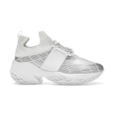 (W) Roger Vivier Viv' Run Fabric Silver Crystal Buckle