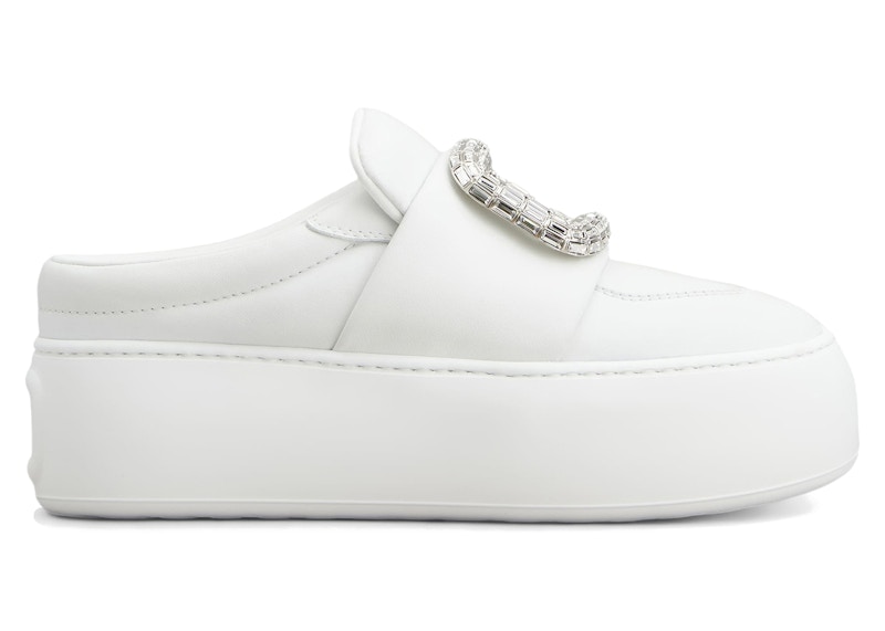 (Women) Roger Vivier Viv' Up Mules White Crystal Buckle RVW73941240LE9B001