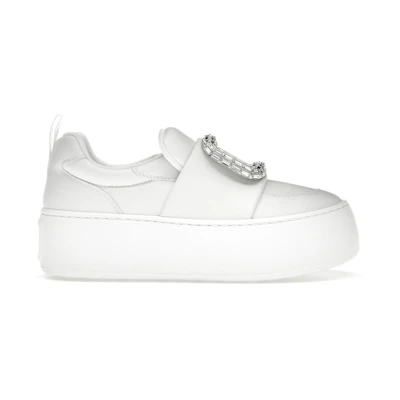 (W) Roger Vivier Viv' Up White Crystal Buckle
