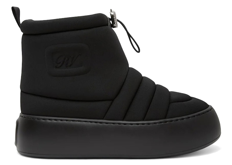 (W) Roger Vivier Viv' Winter Puffy Ankle Boots Black Crystal Buckle