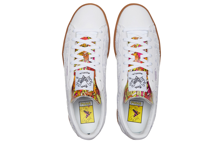 Shop Romero Britto x Puma Basket '刺绣 - 白色胶底' 381095-01