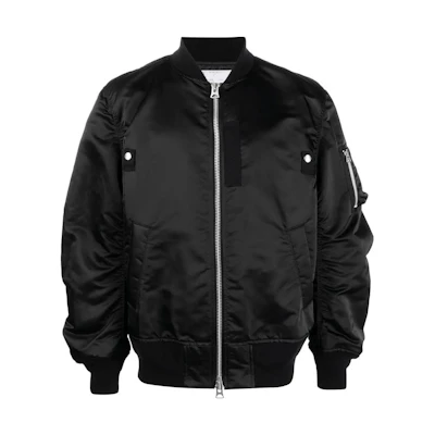 Sacai Black Quilted Long Sleeve Jacket with Zipper. SCM051001