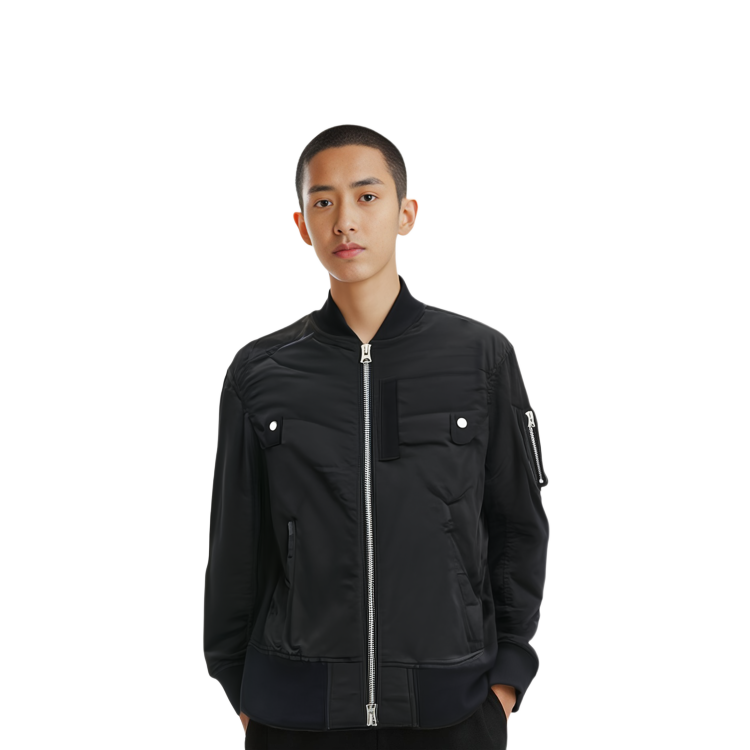 Details for サカイ ブラック キルト 長袖 ジャケット ジッパー付き. SCM051001