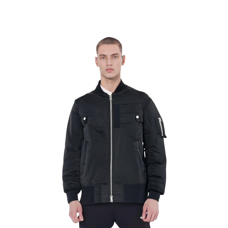 Sizing サカイ ブラック キルト 長袖 ジャケット ジッパー付き. SCM051001