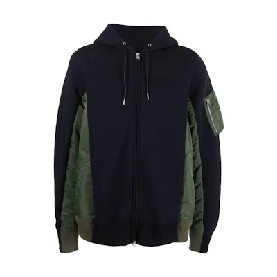 Sacai Colorblock Hooded Zip-Up Loose-Fit Long Sleeve Jacket SCM056212