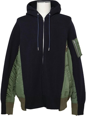 サカイ カラーブロック ジップアップ フーディ ジャケット - ブラック SCM-219-212 Buy サカイ カラーブロック ジップアップ フーディ ジャケット - ブラック SCM-219-212