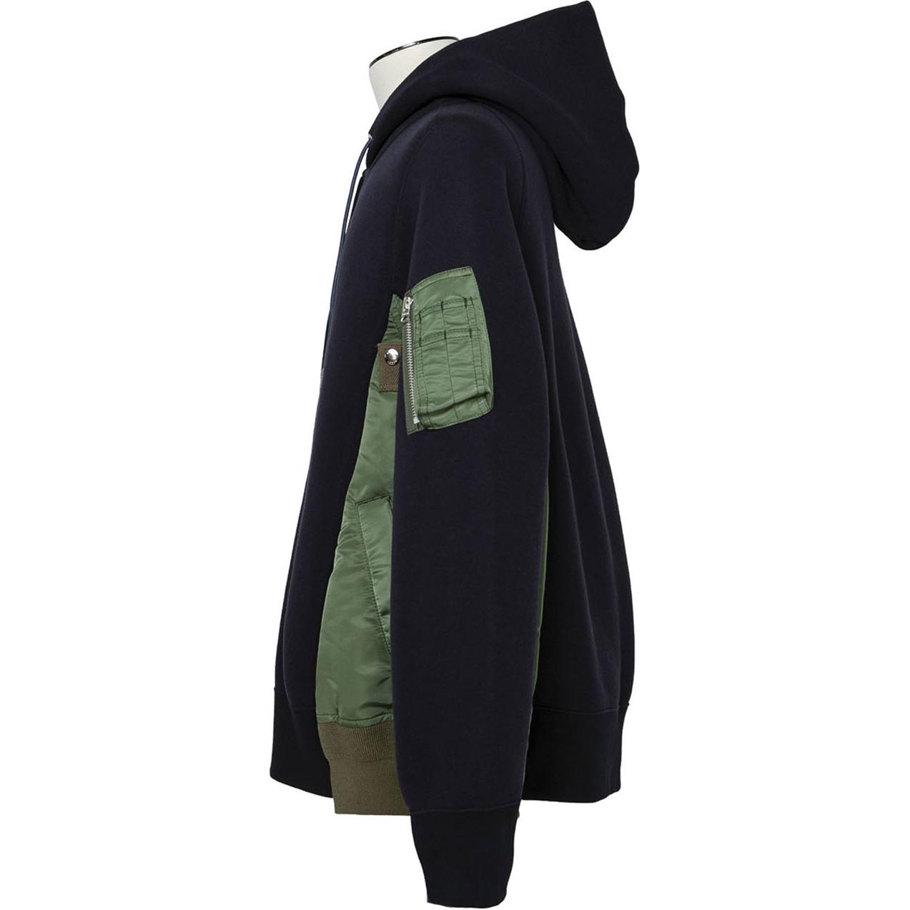 Shop サカイ カラーブロック ジップアップ フーディ ジャケット - ブラック SCM-219-212