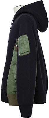 サカイ カラーブロック ジップアップ フーディ ジャケット - ブラック SCM-219-212 Shop サカイ カラーブロック ジップアップ フーディ ジャケット - ブラック SCM-219-212