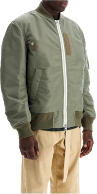 サカイ グリーンジップアップボンバージャケット カラーブロックデザイン SCM201501 Shop サカイ グリーンジップアップボンバージャケット カラーブロックデザイン SCM201501