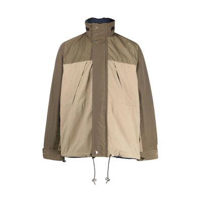 Sacai Loose Fit High Neck Reversible Jacket Khaki Color 23-03139