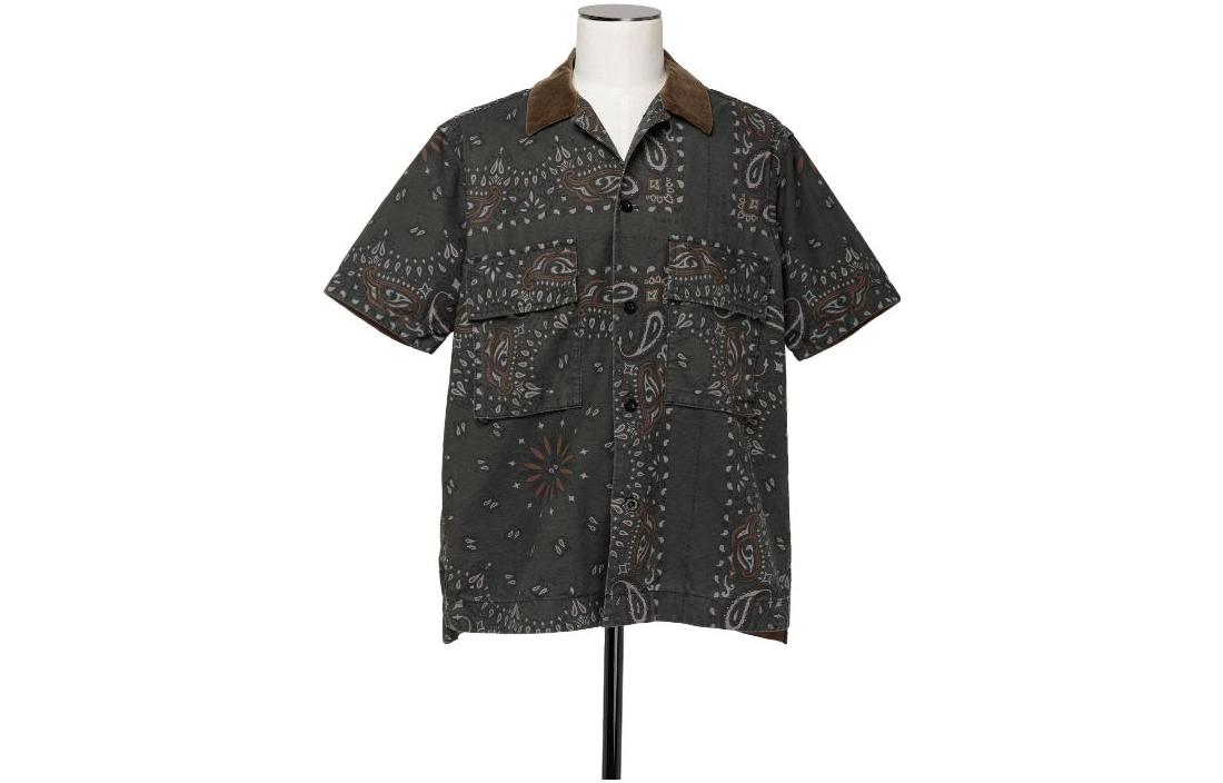 Sacai  Short-Sleeve Button-Up Shirt All-Over Print Gray 23-03153M-301s