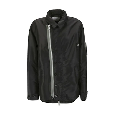 Sacai Solid Black Long Sleeve Button-Up Jacket with Pockets 24-03320M-001