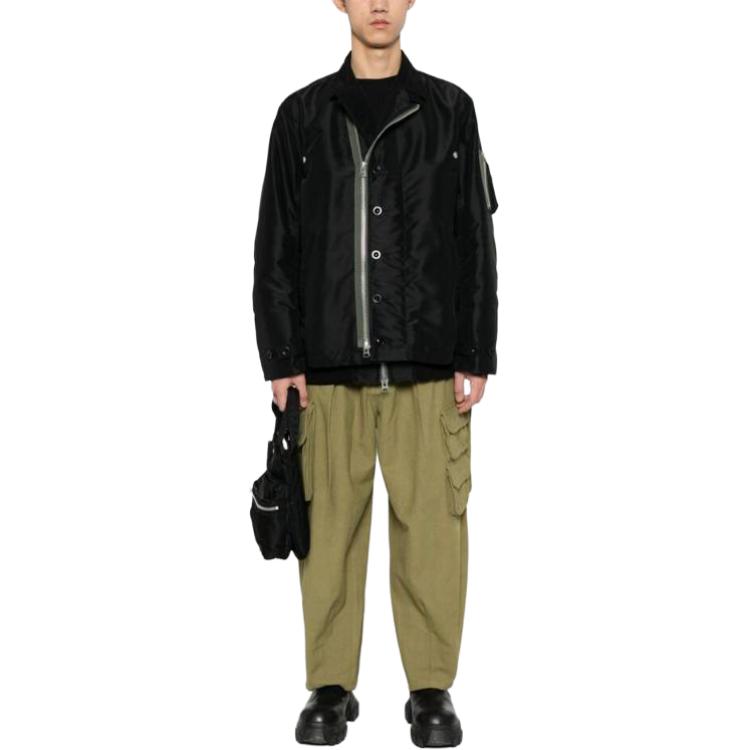 Shop Sacai 黑色長袖口袋設計鈕扣外套 24-03320M-001