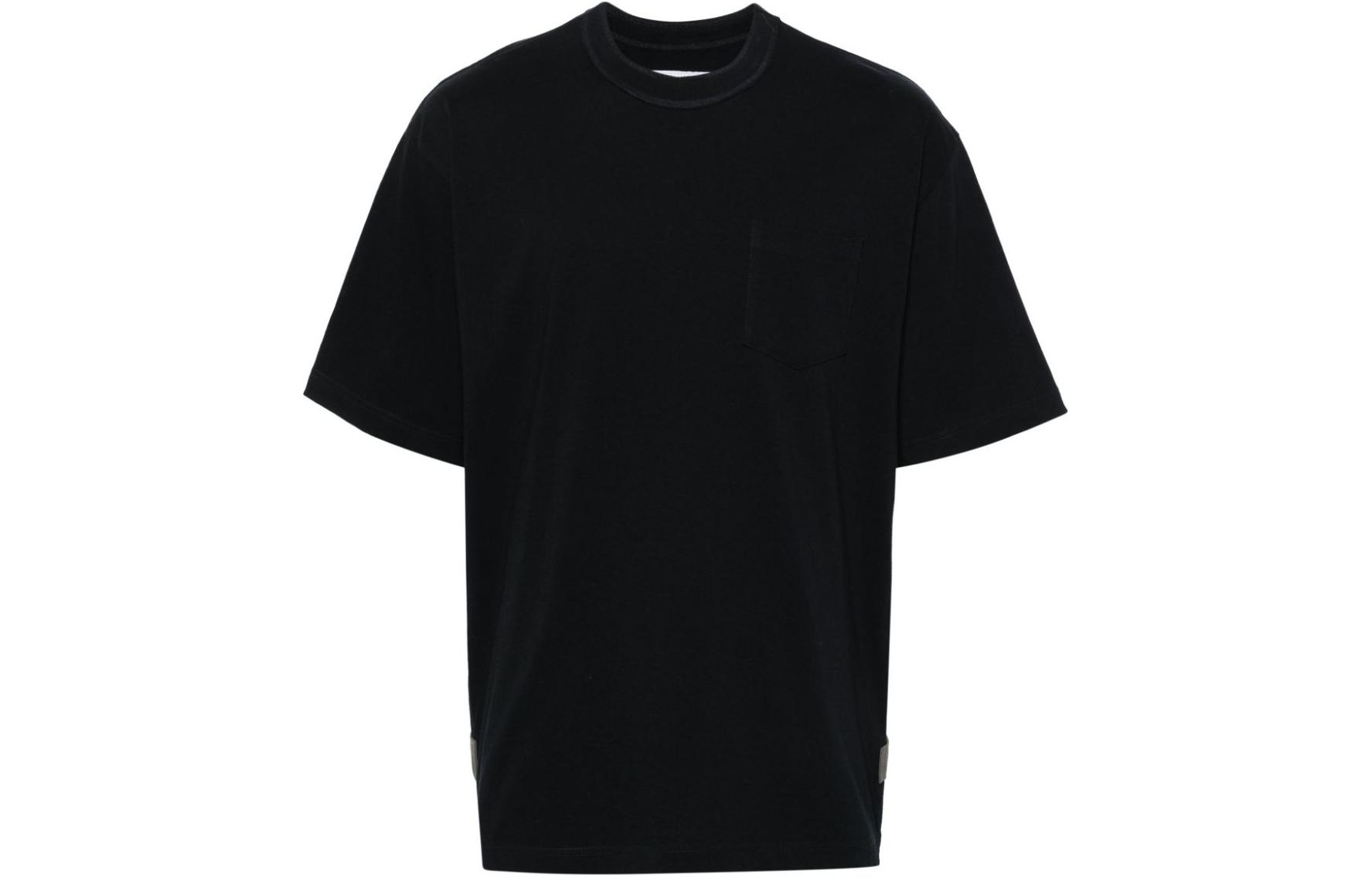 Sacai  Solid Color Crewneck Short Sleeve T-Shirt Black. 24-03377M-201