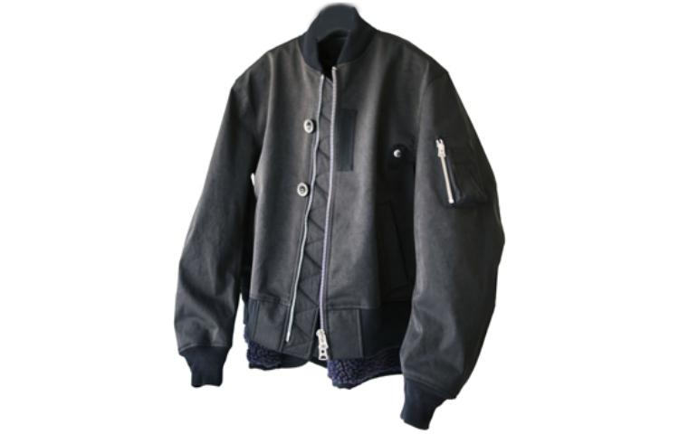 Order Sacai  黑色固體拉鍊長袖休閒外套 23-03209M-001