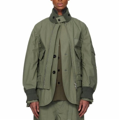 サカイ ツーインワン 長袖ジャケット アーミーグリーン 24-03431M-840 Shop サカイ ツーインワン 長袖ジャケット アーミーグリーン 24-03431M-840