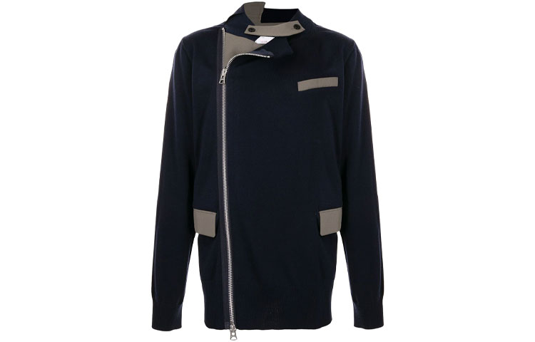 Sacai Asymmetrical Zip Long Sleeve Jacket Blue 2102553M-201