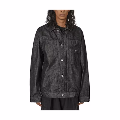 Sacai Black Single-Breasted Long-Sleeve Jacket with Solid Collar 24-03349M001