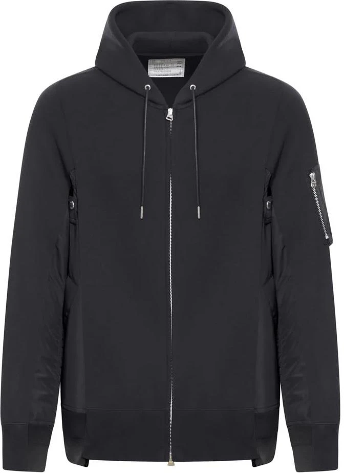 sacai-black-solid-color-slim-fit-zip-up-hoodie-jacket-for-men-scm-219-002