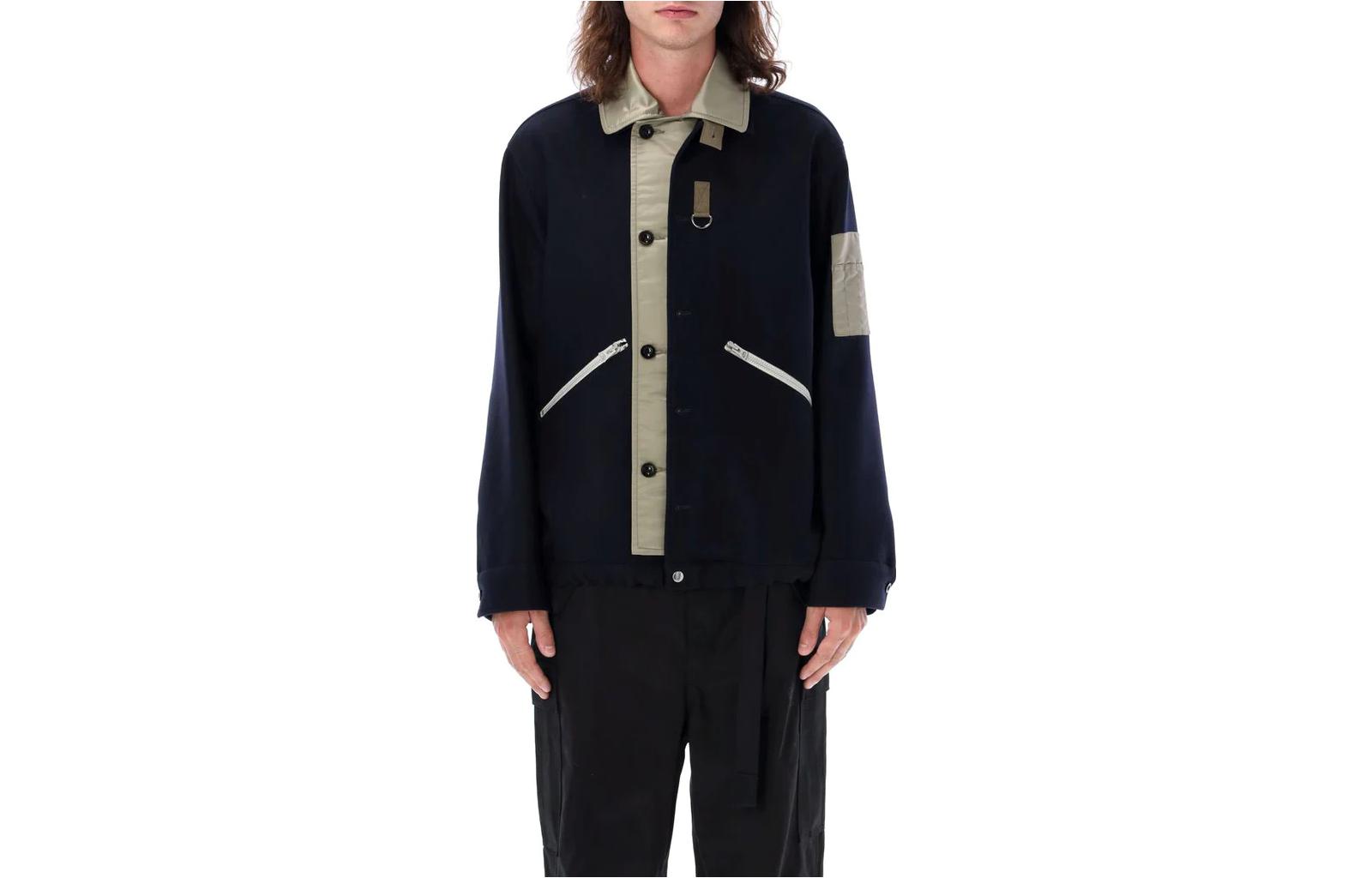 Sacai Black Spliced Lapel Button-Up Jacket 23-03115201