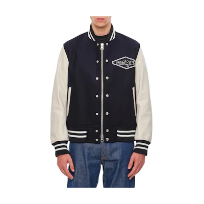 Sacai Blue Colorblock Baseball Collar Zip Jacket Outerwear 24-03523M257