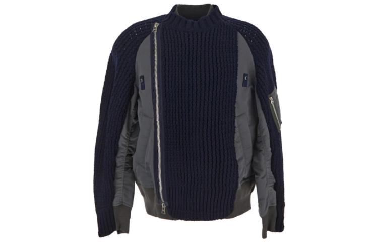 Sacai Blue Long Sleeve Casual Jacket with Stand Collar 23-03165M-331