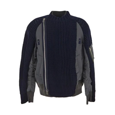 Sacai Blue Long Sleeve Casual Jacket with Stand Collar 23-03165M-331