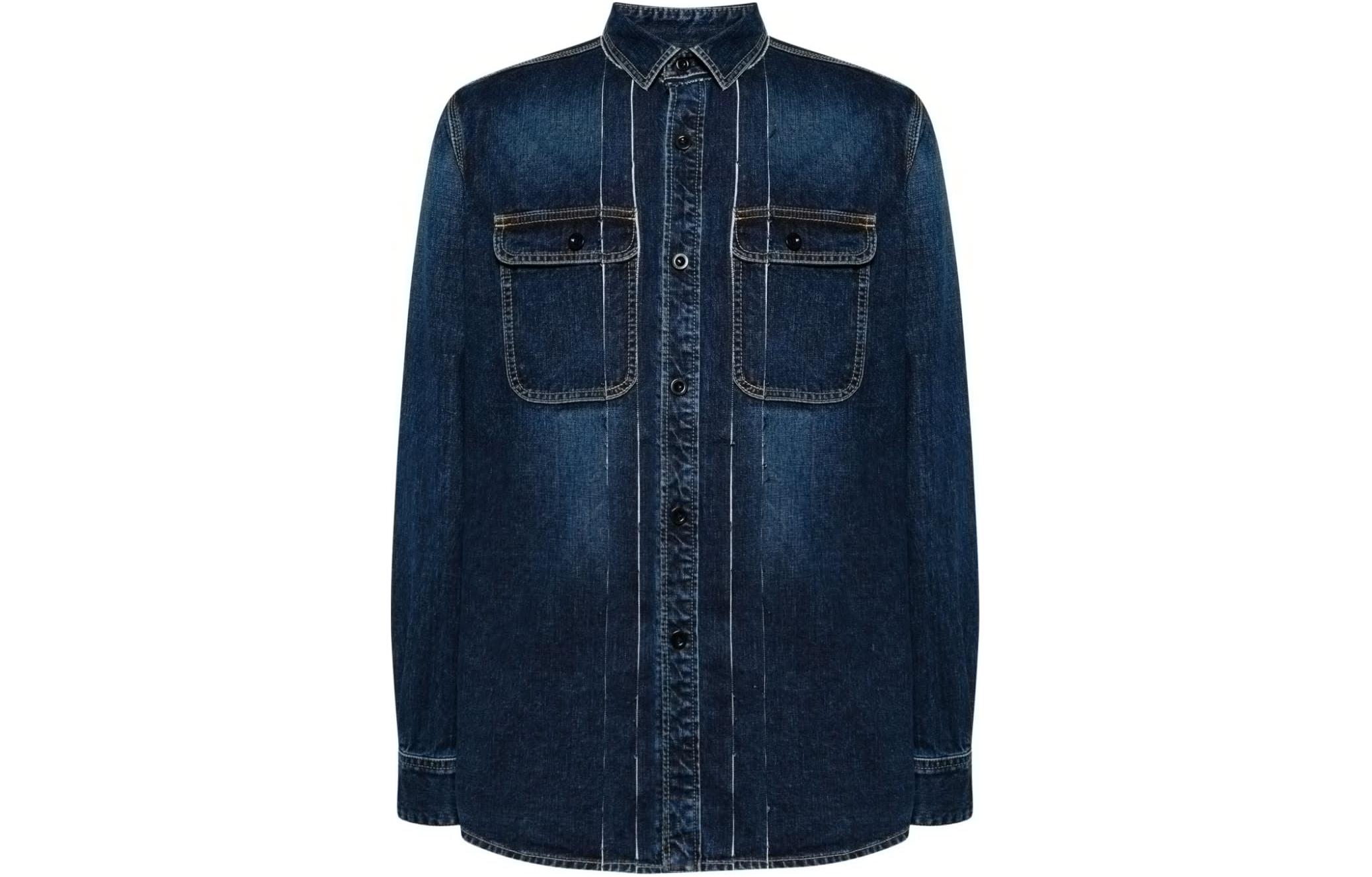 Sacai Blue Solid Point Collar Slim Fit Single-Breasted Jacket 24-03353M-001