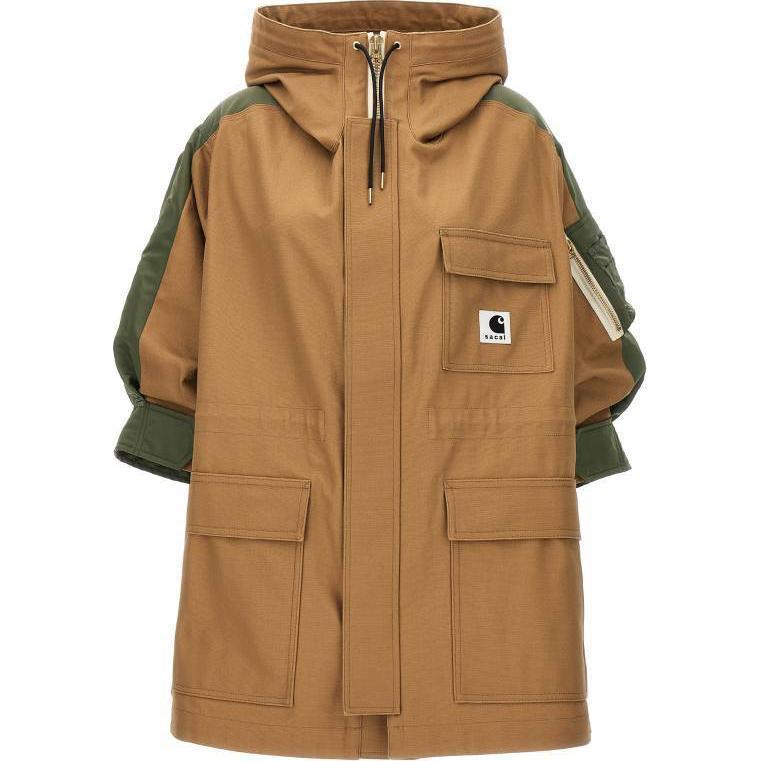 Sacai Brown Loose Fit Zip-Up Hoodie Jacket 24-07190663