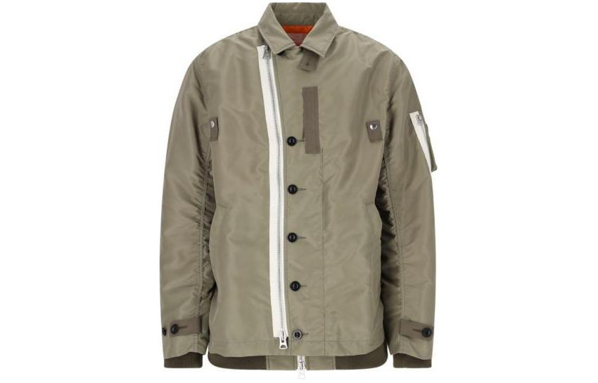 Sacai Brown Monochrome Collar Button Logo Jacket for Men 2403320M-535