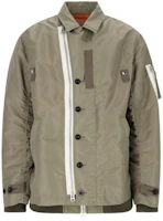 Sacai Brown Monochrome Collar Button Logo Jacket for Men 2403320M-535 Sacai Brown Monochrome Collar Button Logo Jacket for Men 2403320M-535