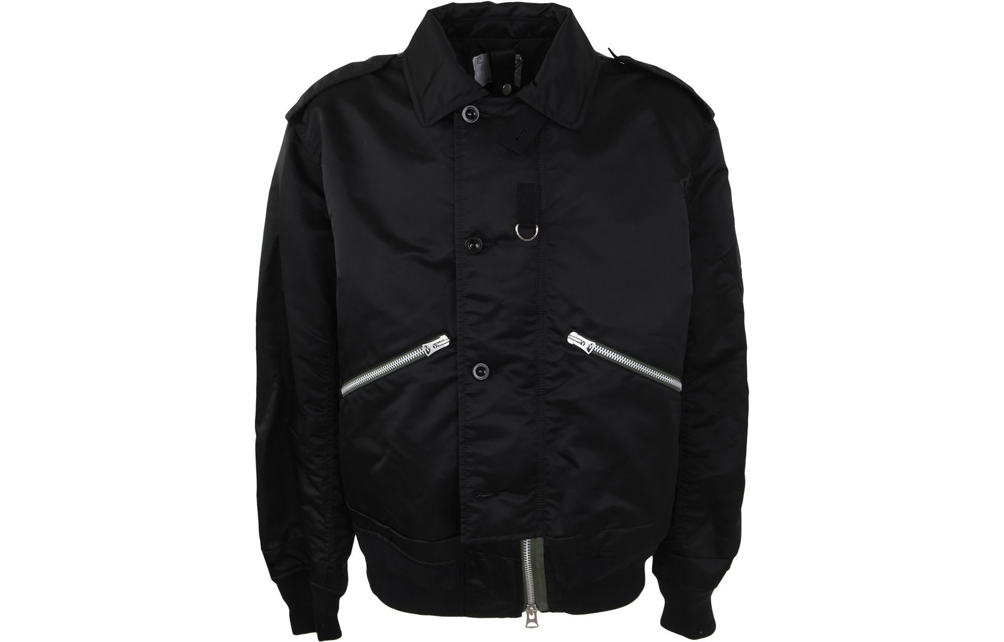 Sacai Casual Collar Solid Single-Breasted Jacket Black 23-03164M001