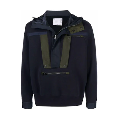 Sacai Color-Block Half-Zip Hooded Jacket 2202730M201