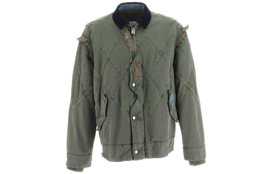 Sacai Color-Block Zipper Long Sleeve Jacket Green 03-046M000-501