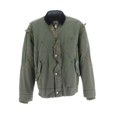 Sacai Color-Block Zipper Long Sleeve Jacket Green 03-046M000-501