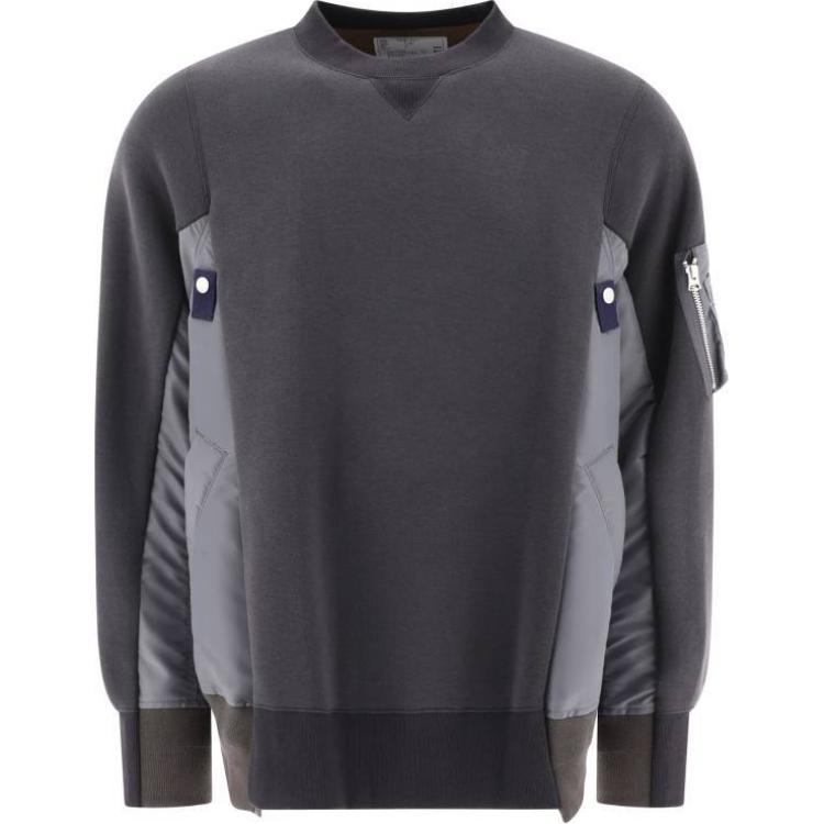 Sacai Colorblock Crewneck Pullover Sweatshirt Dark Gray SCM-221-339